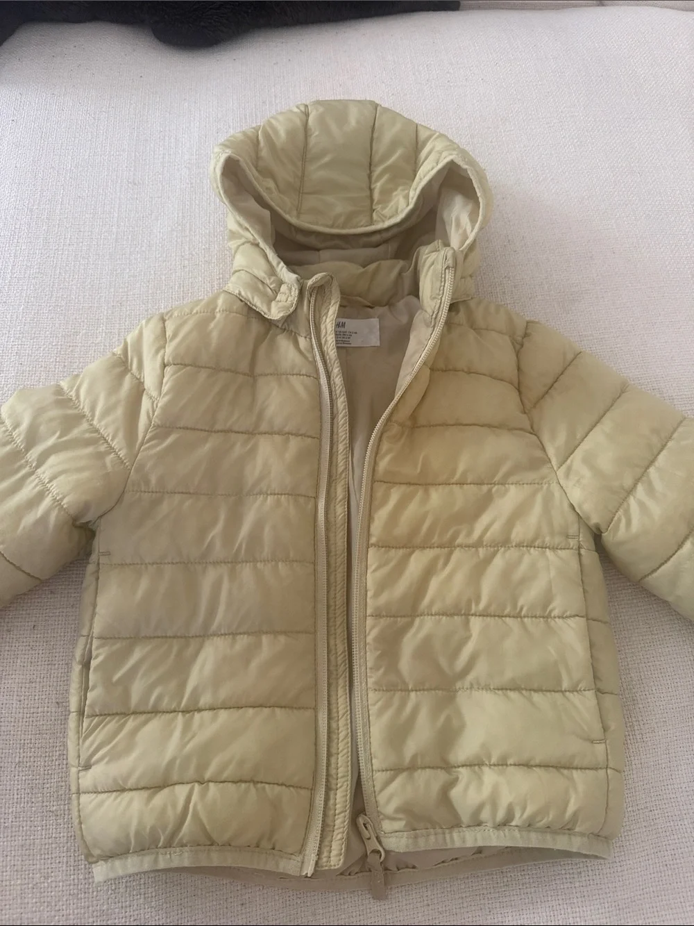 H&M Kids Hooded Puffer Jacket in Light Yellow